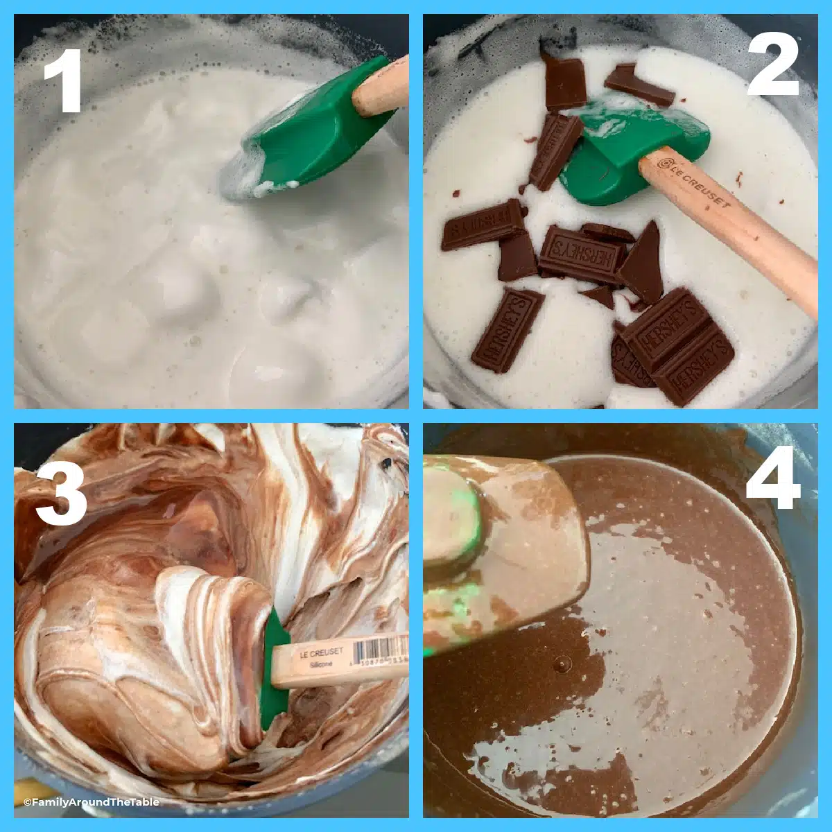 A collage of photos making Hershey bar pie.