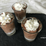 Creamy chocolate mousse is silky and smooth.