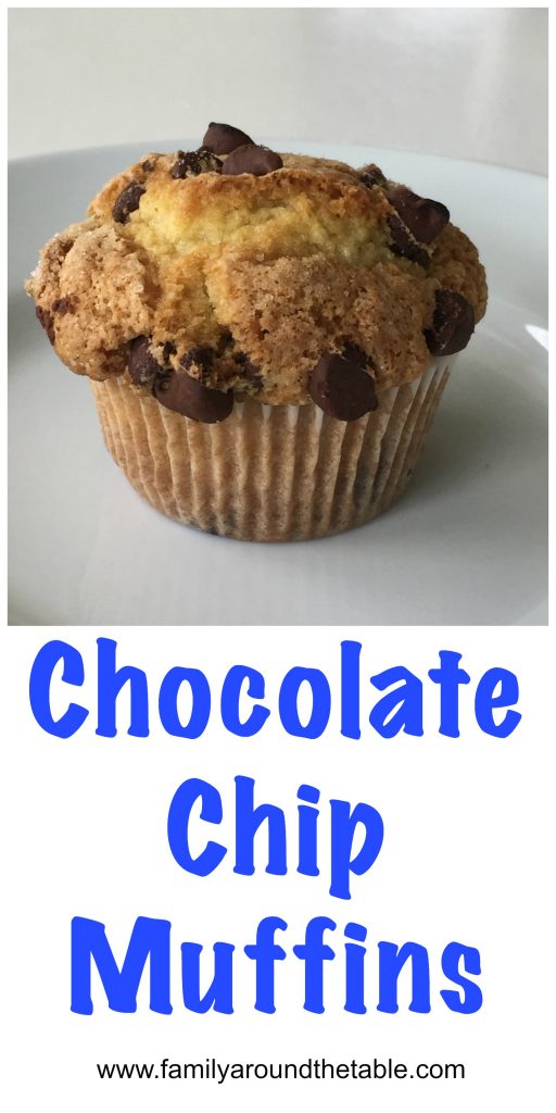 Chocolate chip muffins are a great grab and go breakfast or snack.