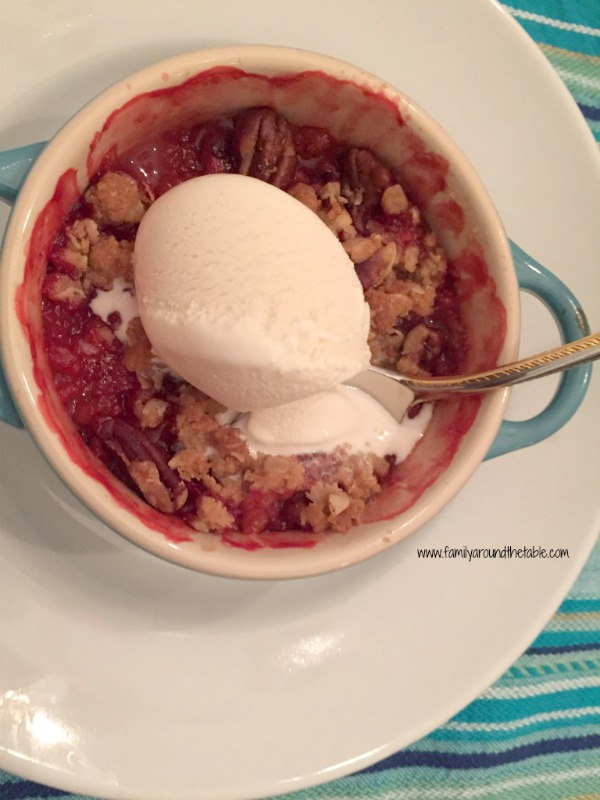 Individual strawberry crumbles are a not too sweet dessert.Perfect anytime fresh strawberries are available.