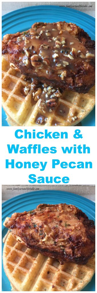 Chicken and Waffles are the perfect combination of breakfast and dinner. The honey pecan sauce puts this dish over the top!