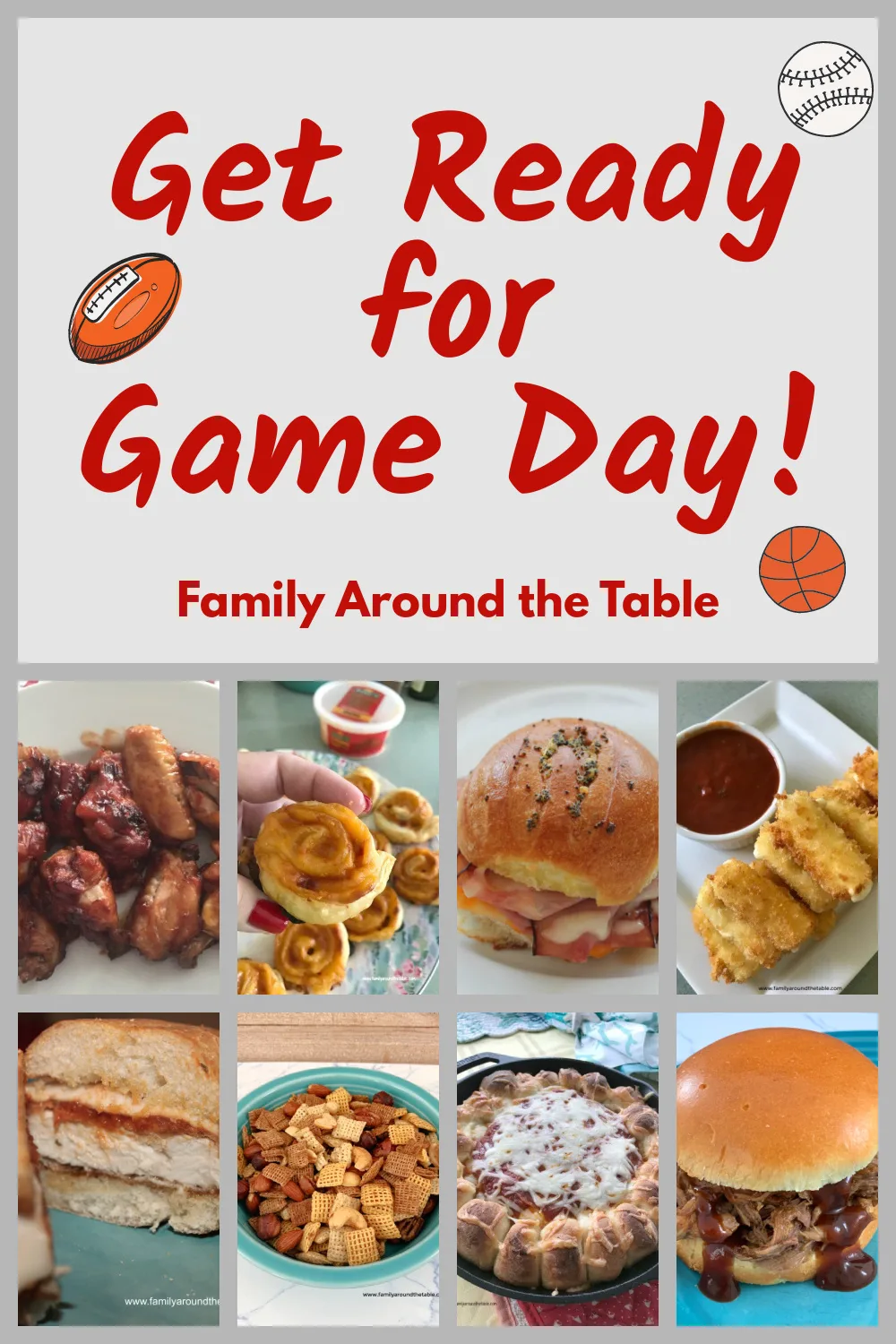 Game day recipes Pinterest image.