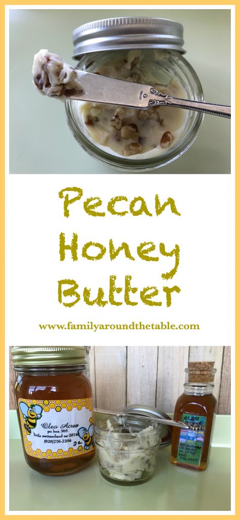 Pecan Honey Butter is made with local honey and delicious on muffins.