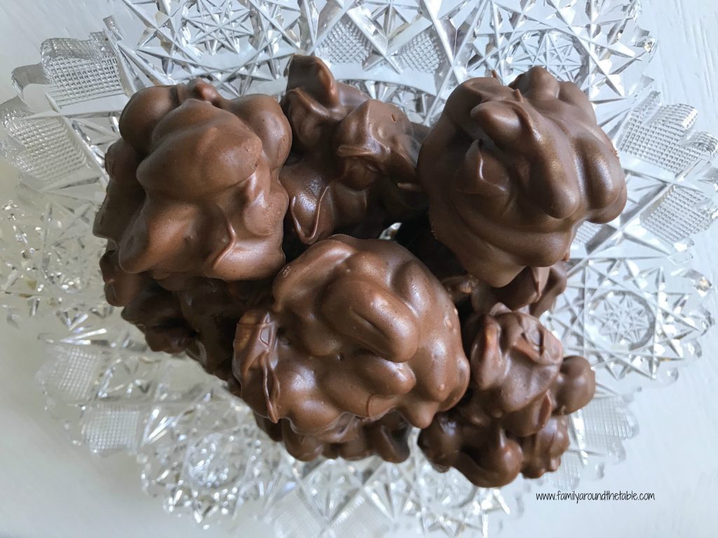 Chocolate mixed nut clusters are great for a dessert table or holiday gift.