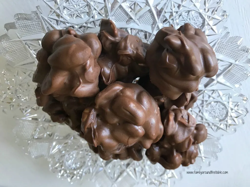 Chocolate mixed nut clusters are great for a dessert table or holiday gift.