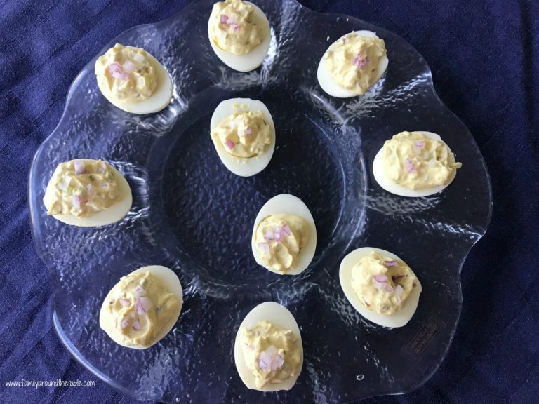 Deviled Eggs with Capers, Cucumber, and Red Onion