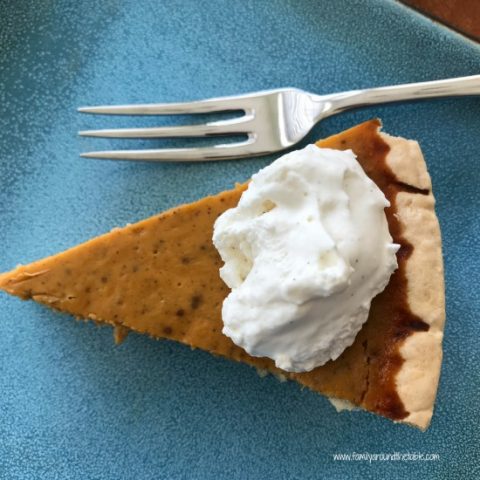 Mom's classic pumpkin pie is a family legend, enjoyed by 3 generations.