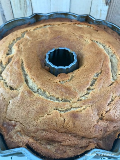 The peanut butter pound cake gets a nice rise in the pan.