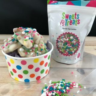 White chocolate snack clusters are a delicate balance of sweet and salty. They are adorable wrapped up for party favors.