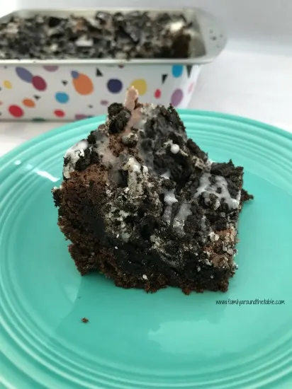 Chocolate Oreo bars start with a cake mix. It perfect for last minute occasions.