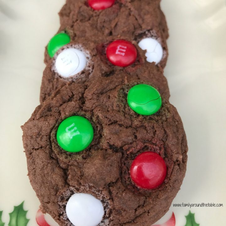Chocolate Cake Mix Christmas M&M Cookies