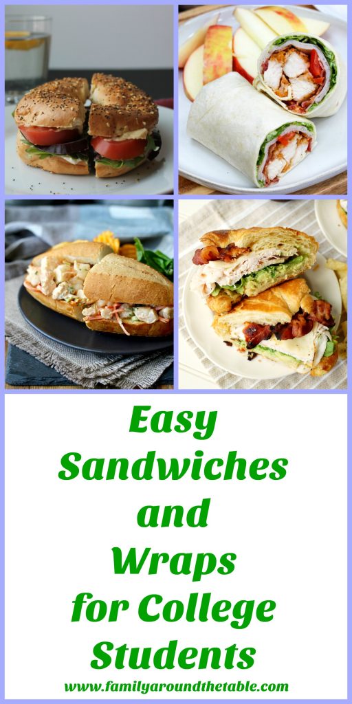A collection of easy sandwiches and wraps for college students who have cooking facilities.