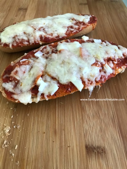 French bread pizza is a quick and easy lunch, snack or dinner. Add a salad to complete the meal.