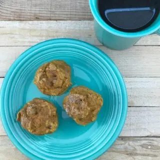 Praline pumpkin spice mini muffins are a great grab and go breakfast.