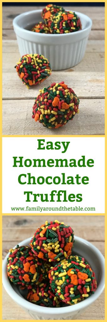 Easy Homemade Chocolate Truffles make a delightful hostess gift or party favor. #OurFamilyTable