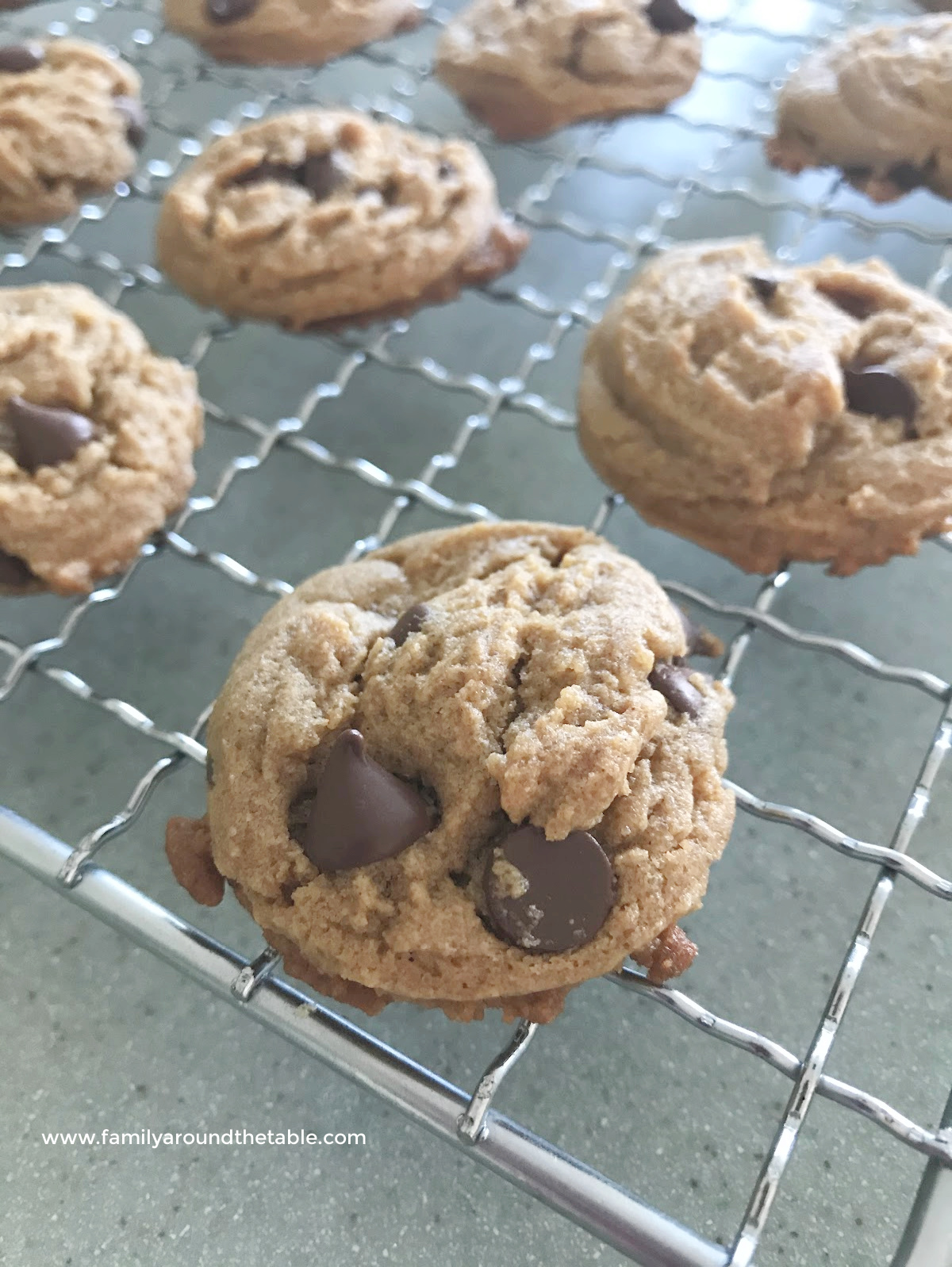 Peanut Butter Truffle Cookies on a cooling rack.
