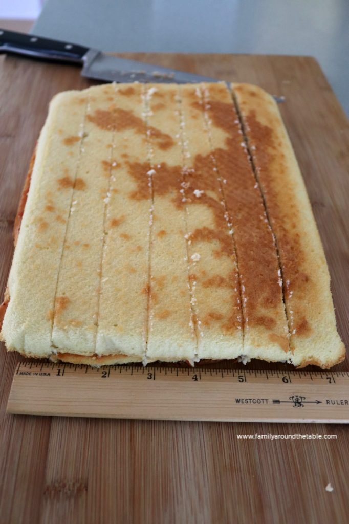 Use a ruler when cutting the cake for perfect squares.