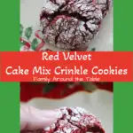 Red velvet crinkle cookies Pinterest image.
