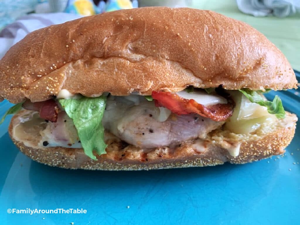 Delicious Bacon and Swiss Grilled Chicken Sandwich • Family Around the