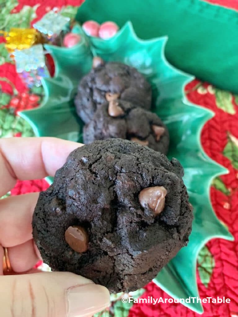 Close up of a gluten-free brownie cookie.