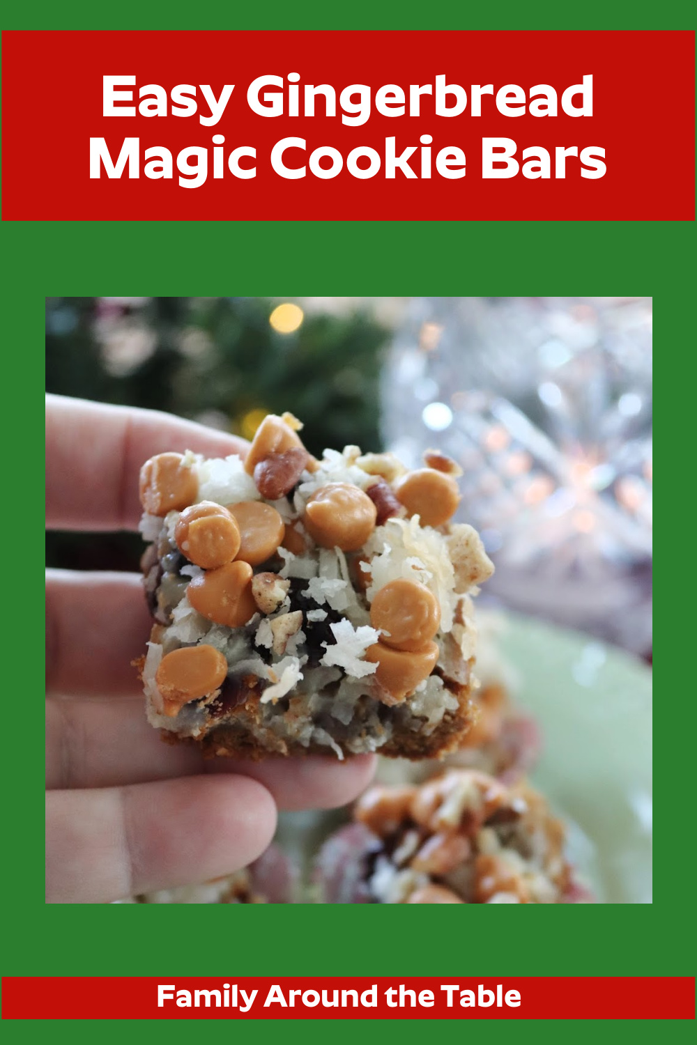Easy Gingerbread Magic Cookie Bars Pinterest Image.