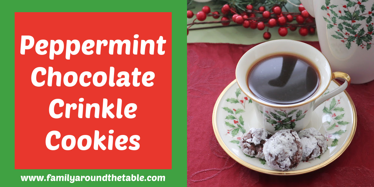 Peppermint Chocolate Crinkle Cookies Twitter image.