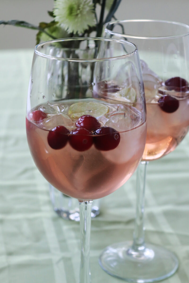 Festive Cranberry White Wine Spritzer • Family Around the Table