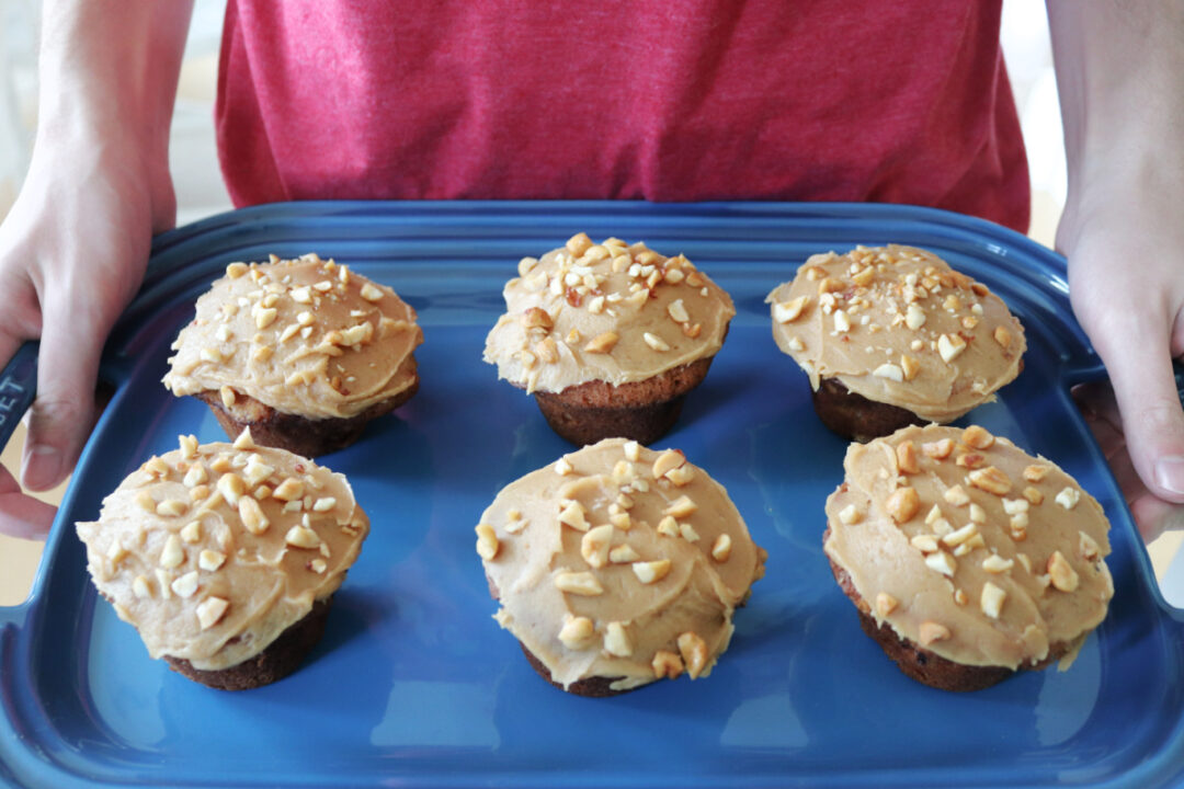 Banana Spice Cupcakes with Peanut Butter Frosting • Family Around the Table