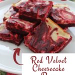 Red velvet cheesecake bars Pinterest image.