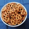 Overhead view of ranch seasoned pretzels.