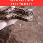 Pinterest image for candy bar brownies.
