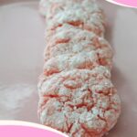 Strawberry crinkle cookies Pinterest image.