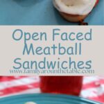 Open faced meatball sandwiches Pinterest image