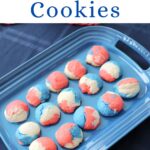 Red, white and blue swirl cookies Pinterest image.